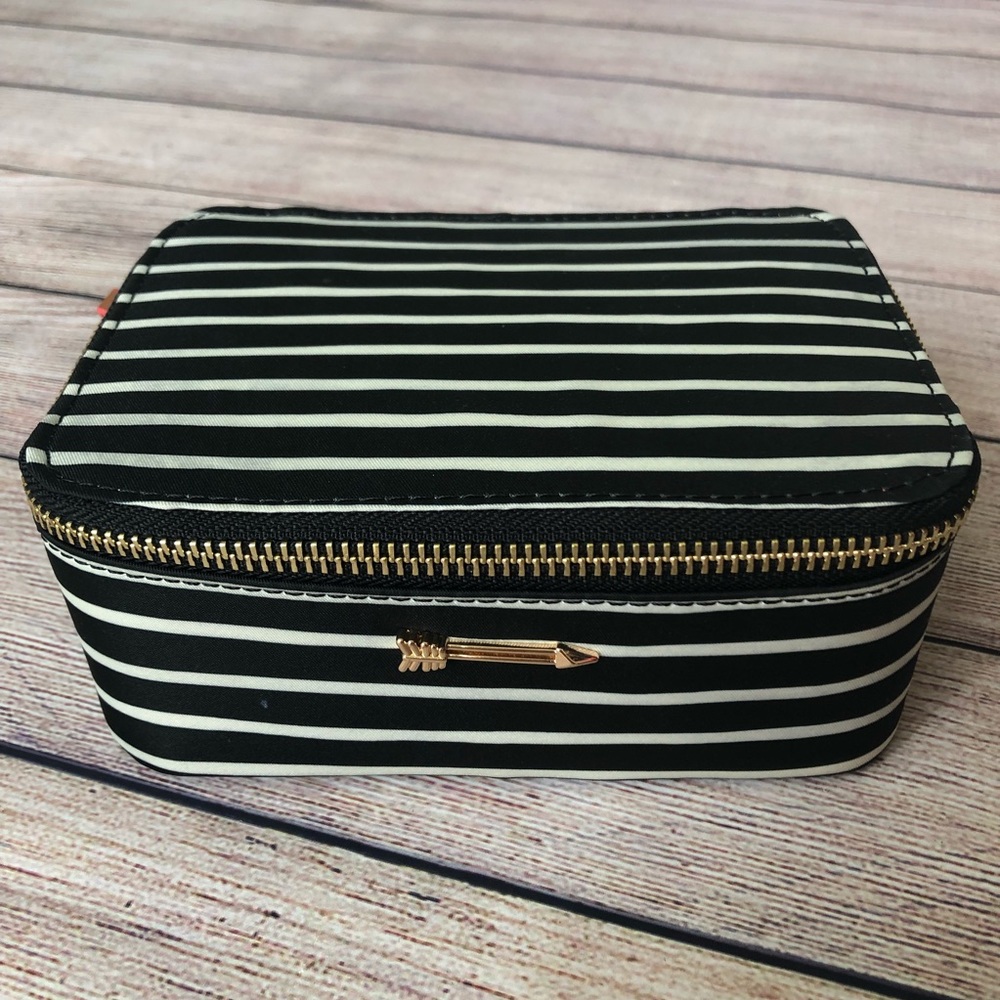 Stella & Dot Black & White Stripe Jewerly Box